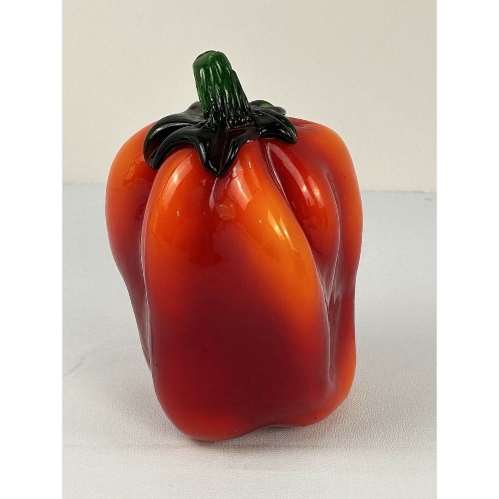 Vintage Murano Style Italian Art Glass Red Pepper Figurine Hand Blown Decor 6"